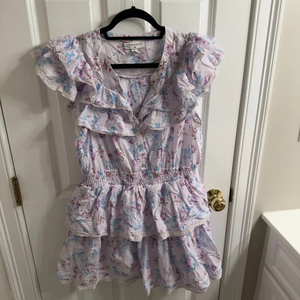 LoveShackFancy x Target LSF Light Purple Lou Mini Sun Dress 100% Cotton L Large - Picture 16 of 16